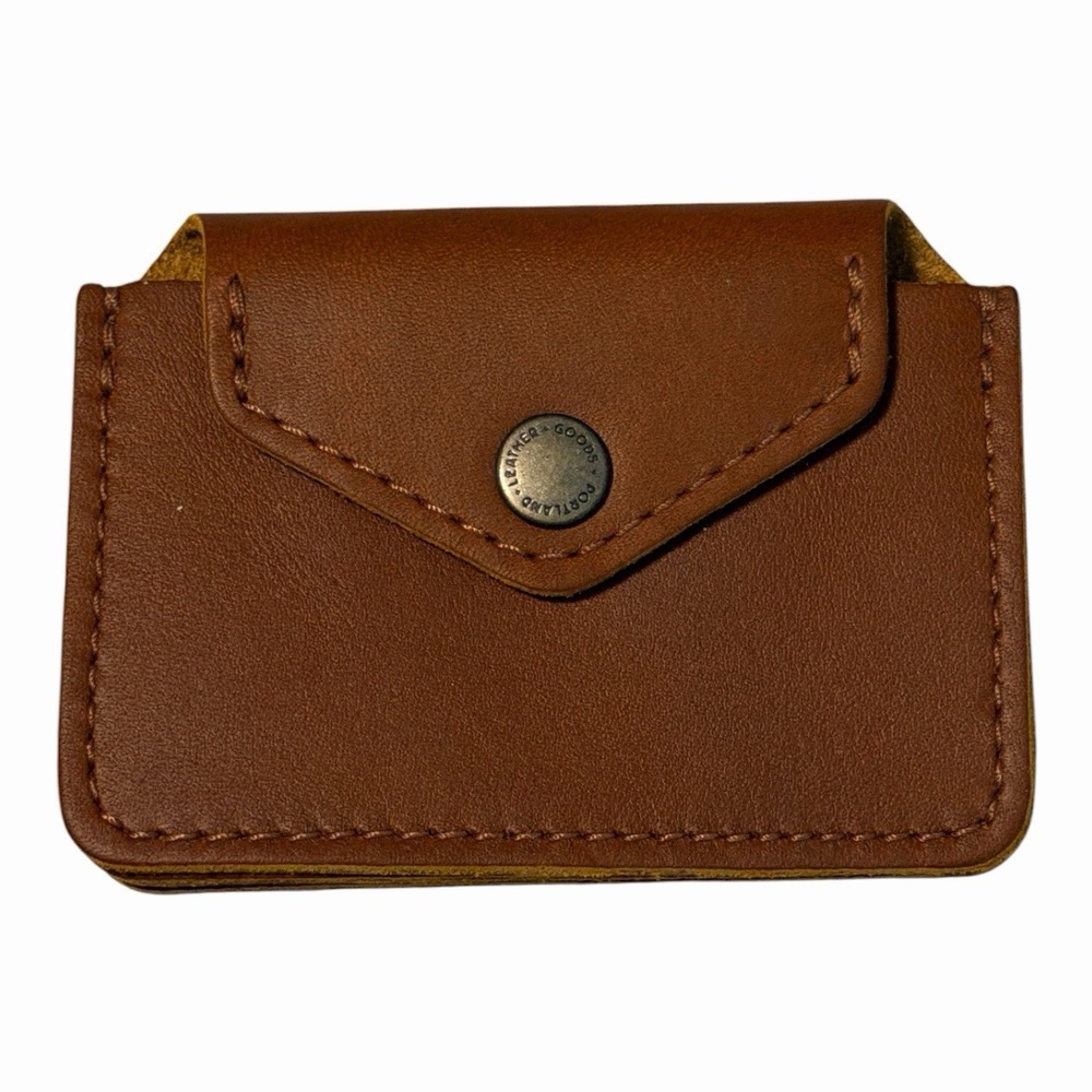 NEW Portland Leather Goods Mini Envelope Wallet Brown Cognac Leather - Picture 2 of 4
